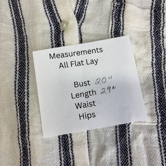 Cloth & Stone Anthropologie Cotton White Blue Stripe Button Down Shirt Women Med - Picture 10 of 12